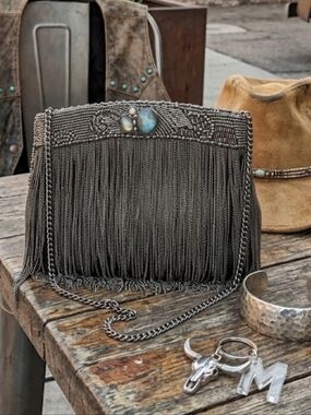 Gemstone And Chain Clutch And Crossbody
